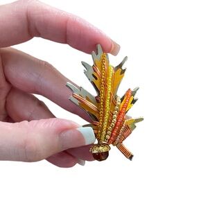 Signed Liztech Oak Leaf Brooch with Acorn